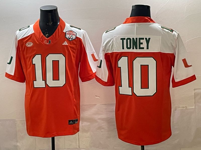 Men 2026 Miami Hurricanes #10 Toney Orange 3th generations Nike Limited NCAA Jersey 09->ncaa teams->NCAA Jersey